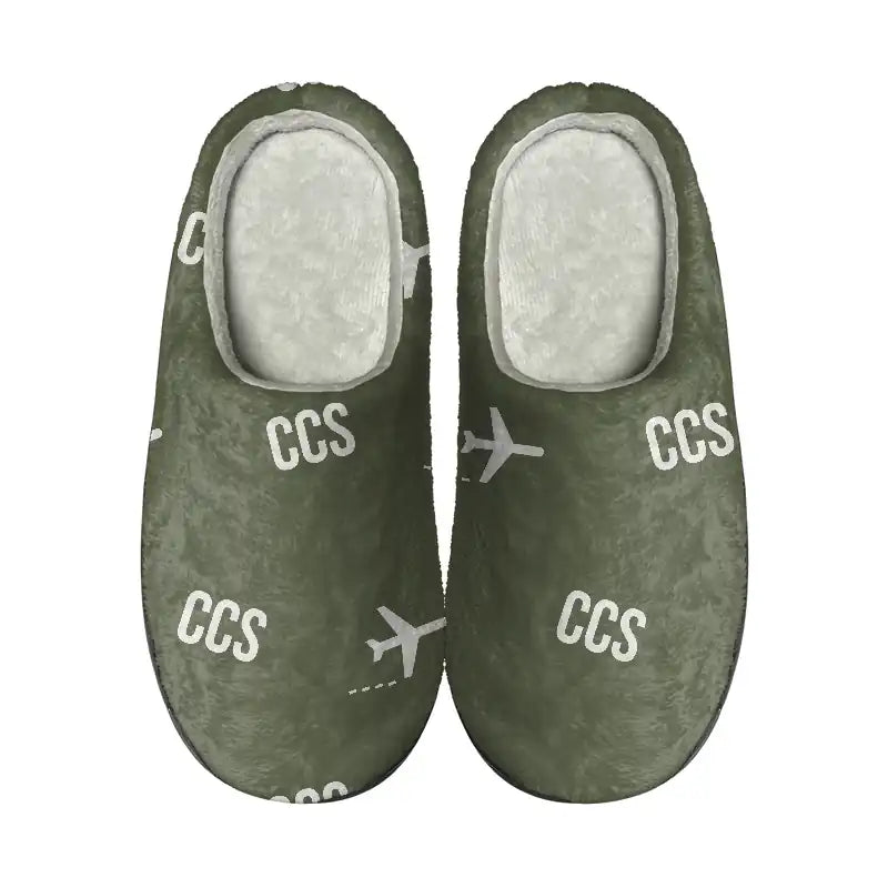 Simon Bolivar International Airport (Maiquetia) (CCS) Slippers & Flip Flops - Slippers - Cotton - Pattern - Green Army