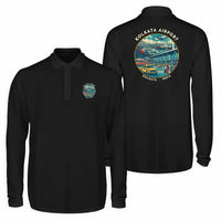 Thumbnail for Netaji Subhash Chandra Bose International Airport Kolkata (CCU) Premium Polo T-Shirts - Badge - Long Sleeve - Black