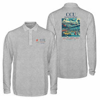 Thumbnail for Netaji Subhash Chandra Bose International Airport Kolkata (CCU) Premium Polo T-Shirts - Poster - Long Sleeve - Gray