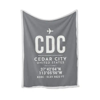 Thumbnail for Cedar City Regional Airport (CDC) Bedding Sets & Blankets - Blanket - ID Tag - Gray