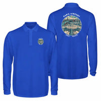 Thumbnail for Paris Charles de Gaulle Airport (CDG) Premium Polo T-Shirts - Badge - Long Sleeve - Blue