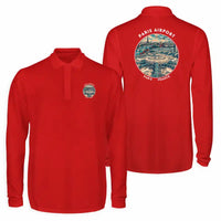 Thumbnail for Paris Charles de Gaulle Airport (CDG) Premium Polo T-Shirts - Badge - Long Sleeve - Red