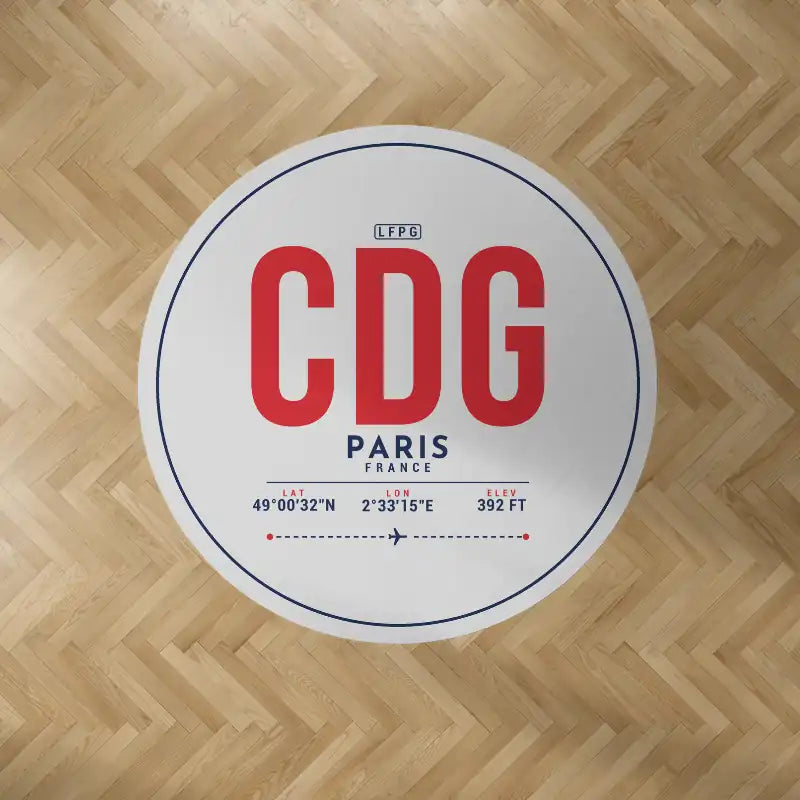 Paris Charles de Gaulle Airport (CDG) Carpets - Carpet Round - ID Tag - Light Gray V2