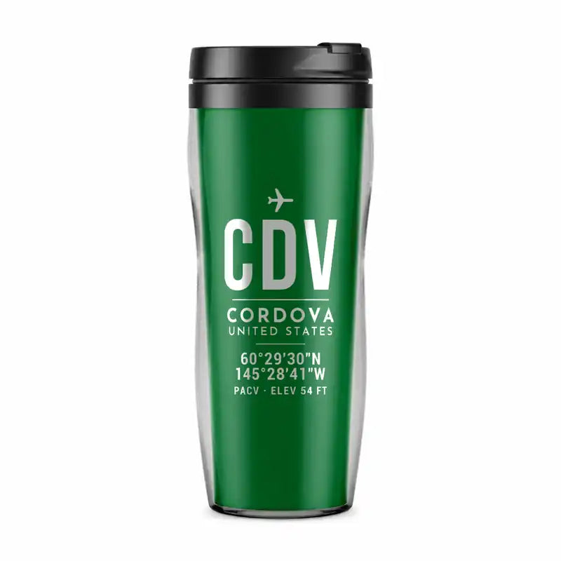 Merle K. (Mudhole) Smith Airport (CDV) Travel Mugs - ID Tag - Plastic (No Holder) - Green