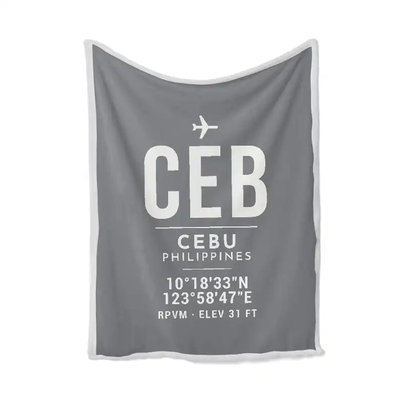 Mactan-Cebu International Airport (CEB) Bedding Sets & Blankets - Blanket - ID Tag - Gray