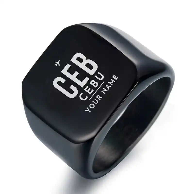 Mactan-Cebu International Airport (CEB) Rings - Ring - Black + Name