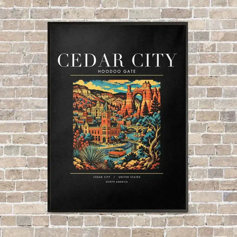 CEDAR CITY - Poster - Canvas Framed - Black
