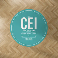 Thumbnail for Mae Fah Luang Chiang Rai International Airport (CEI) Carpets - Carpet Round - ID Tag + Name - Turquoise V2