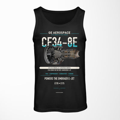 CF34-8E design on black tank top