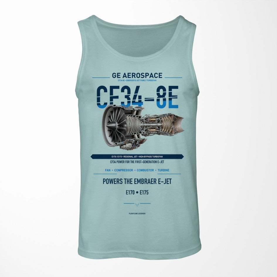 CF34-8E design on light green tank top