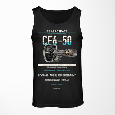 CF6-50 design on black tank top
