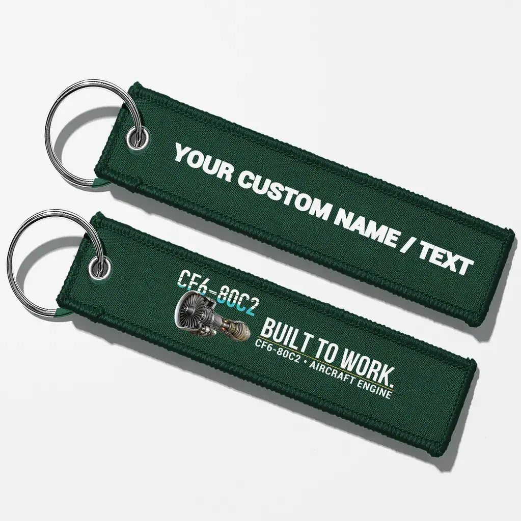 GE CF6-80C2 Engine Aviator Key Chains - Dark Green - Personalized
