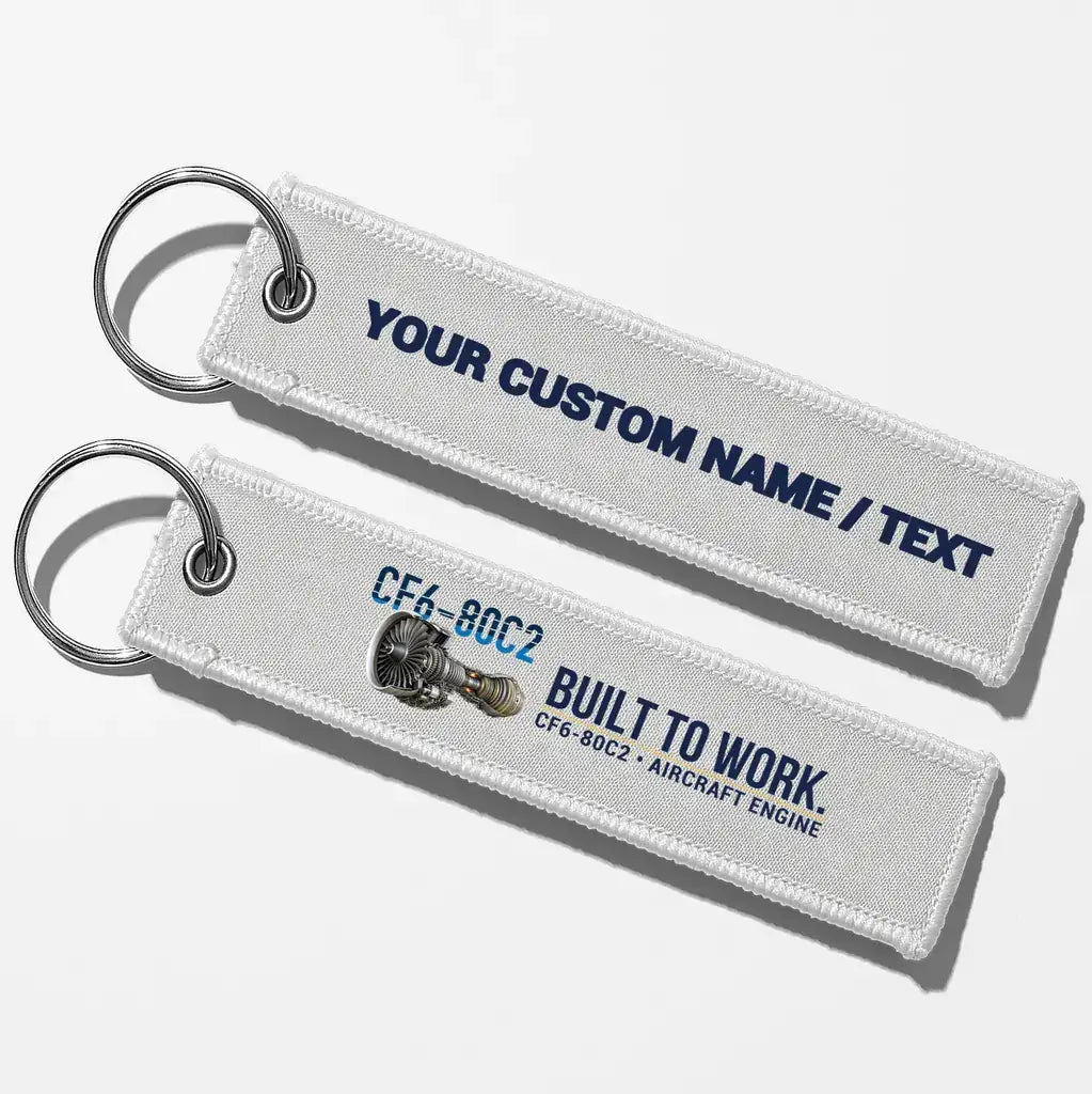 GE CF6-80C2 Engine Aviator Key Chains - White - Personalized