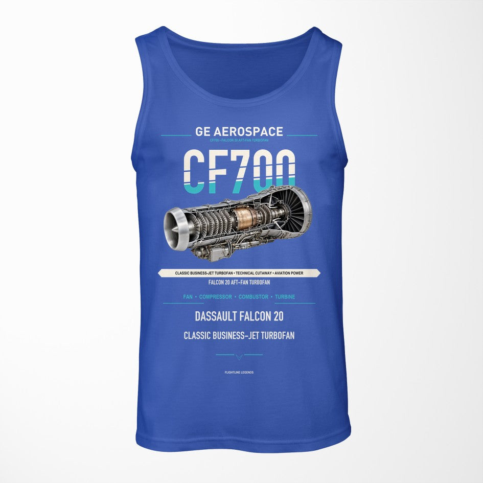 CF700 design on blue tank top
