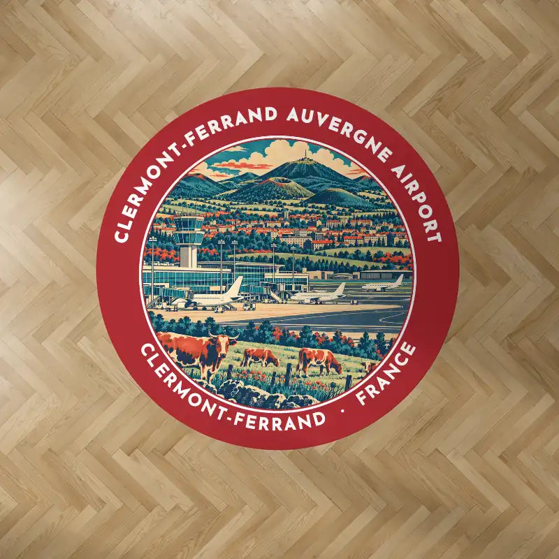 Clermont-Ferrand Auvergne Airport (CFE) Carpets - Carpet Round - Badge - Red V2