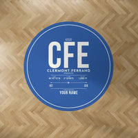 Thumbnail for Clermont-Ferrand Auvergne Airport (CFE) Carpets - Carpet Round - ID Tag + Name - Blue V2