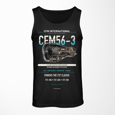 CFM56-3 design on black tank top