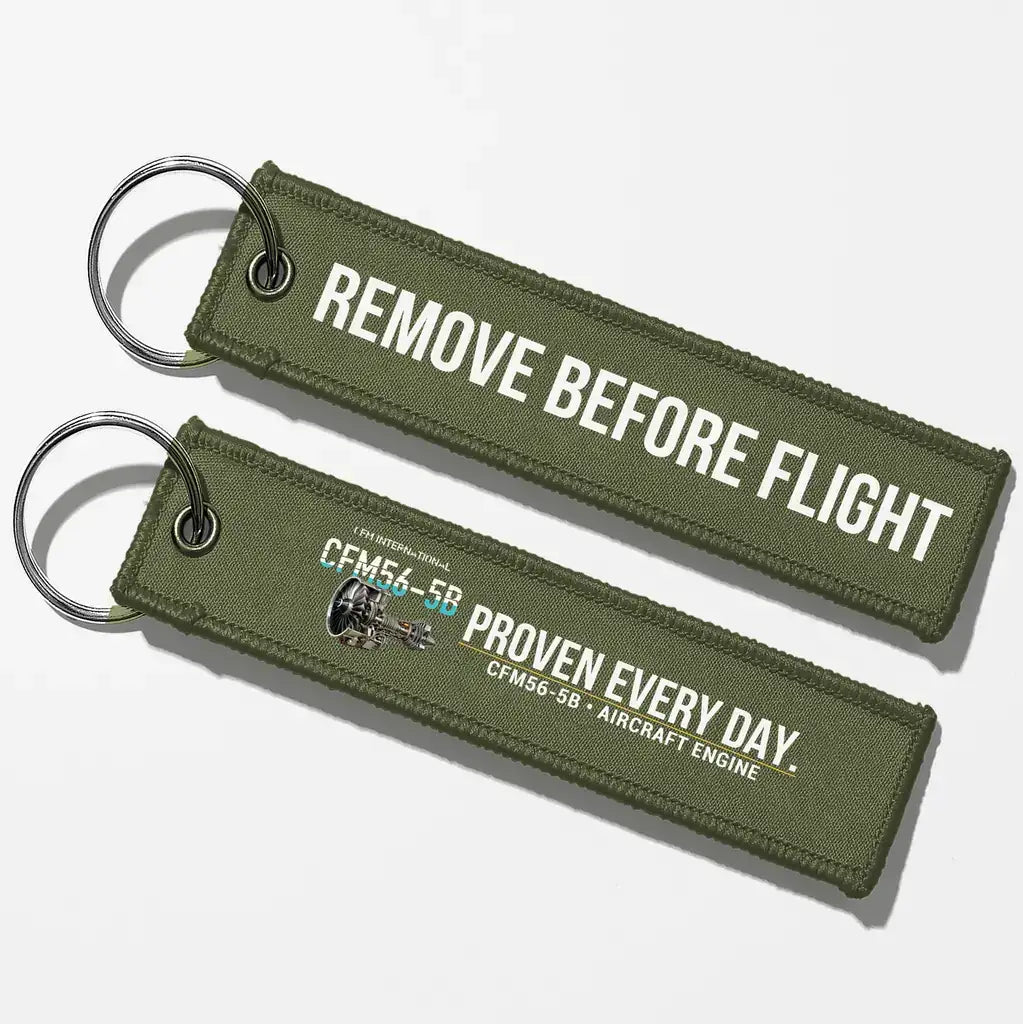 CFM CFM56-5B Engine Aviator Key Chains - Green Army - Remove Before Flight