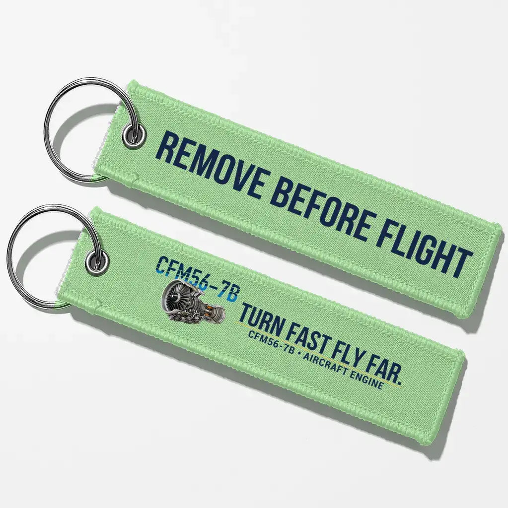 CFM CFM56-7B Engine Aviator Key Chains - Light Green - Remove Before Flight