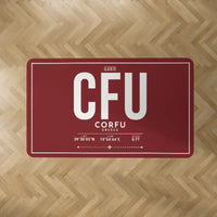 Thumbnail for Corfu International Airport 'Ioannis Kapodistrias' (CFU) Carpets - Carpet Rectangle - ID Tag - Dark Red V2