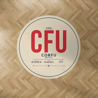 Thumbnail for Corfu International Airport 'Ioannis Kapodistrias' (CFU) Carpets - Carpet Round - ID Tag - Beige V2