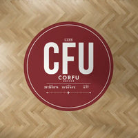 Thumbnail for Corfu International Airport 'Ioannis Kapodistrias' (CFU) Carpets - Carpet Round - ID Tag - Dark Red V2