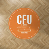 Thumbnail for Corfu International Airport 'Ioannis Kapodistrias' (CFU) Carpets - Carpet Round - ID Tag + Name - Orange V2