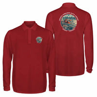 Thumbnail for Jakarta Soekarno-Hatta International Airport (CGK) Premium Polo T-Shirts - Badge - Long Sleeve - Dark Red