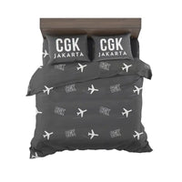Thumbnail for Jakarta Soekarno-Hatta International Airport (CGK) Bedding Sets & Blankets - Bedding Set - Pattern - Black