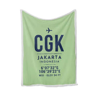 Thumbnail for Jakarta Soekarno-Hatta International Airport (CGK) Bedding Sets & Blankets - Blanket - ID Tag - Light Green