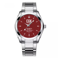 Thumbnail for Jakarta Soekarno-Hatta International Airport (CGK) Aviator Watches - Classic - Dark Red - Stainless Steel Band - For Men