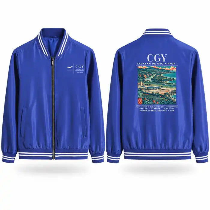 Laguindingan Airport (CGY) Stylish Jackets - Baseball Collar - Poster - Royal Blue