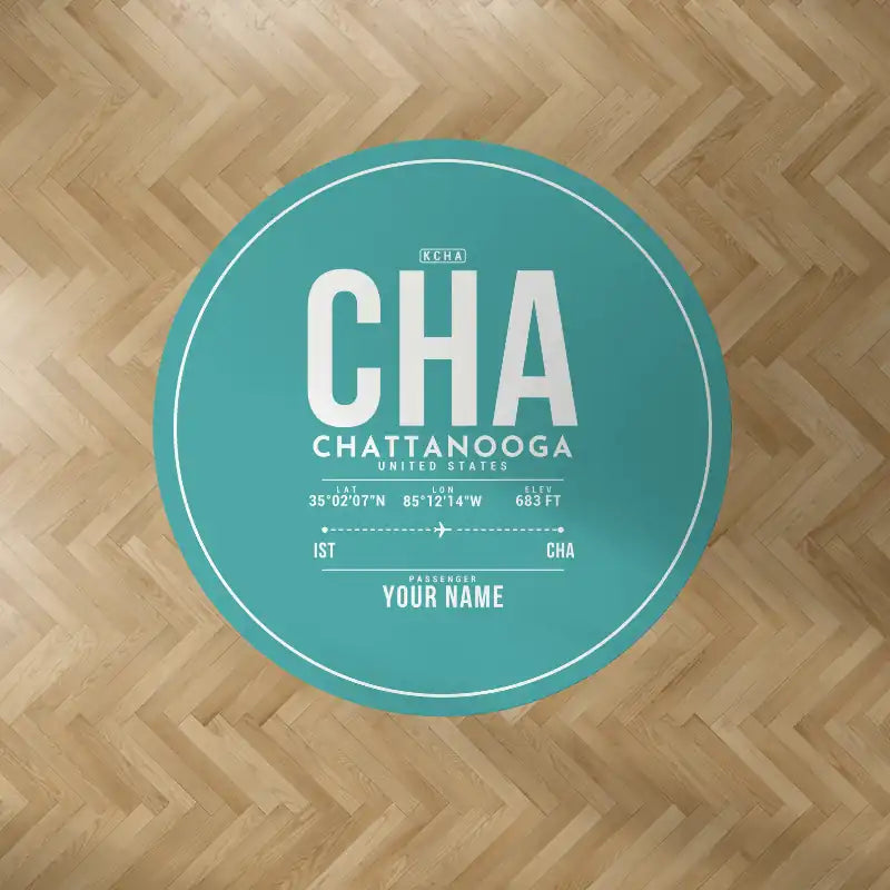 Chattanooga Airport (CHA) Carpets - Carpet Round - ID Tag + Name - Turquoise V2