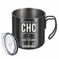 Thumbnail for Christchurch Airport (CHC) Stainless Steel Mugs - Boarding Pass - Portable Mug - Black