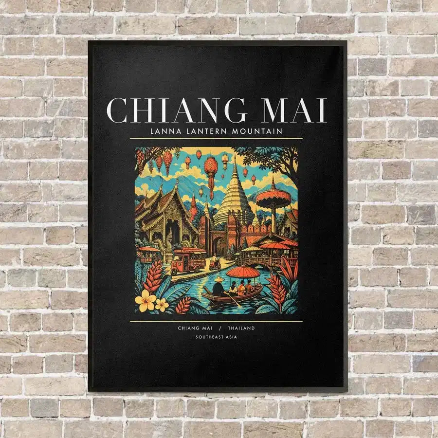 CHIANG MAI - Poster - Canvas Framed - Black