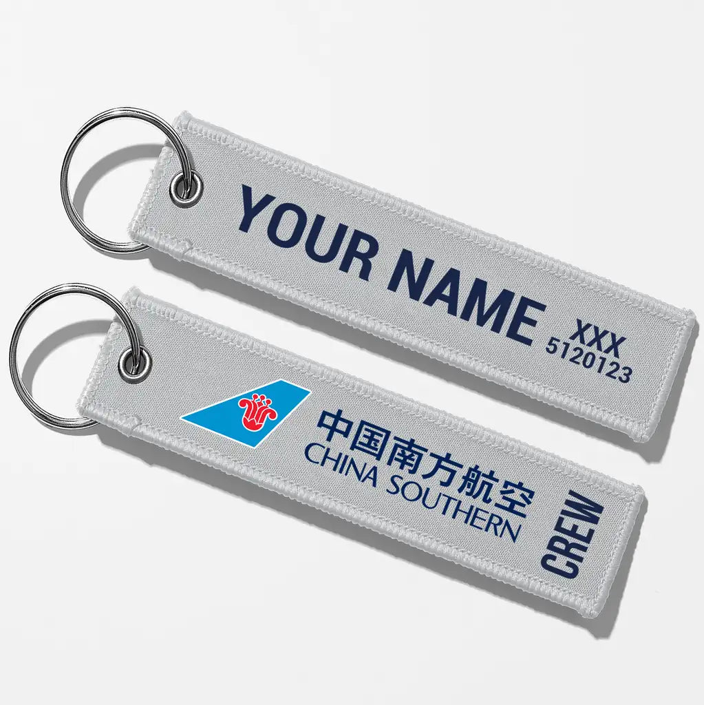 CHINA SOUTHERN Airlines Crew & Staff Tag Key Chains - Light Gray - Crew + Name