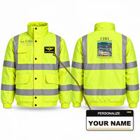 Thumbnail for Charlottesville–Albemarle Airport (CHO) Reflective Winter Jackets - Poster + Name - Fluorescent Yellow