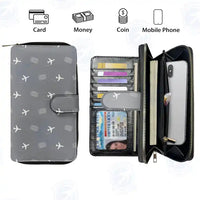 Thumbnail for Charlottesville–Albemarle Airport (CHO) Leather Wallets - Zip Long Wallet - Pattern - Gray