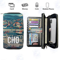 Thumbnail for Charlottesville–Albemarle Airport (CHO) Leather Wallets - Zip Long Wallet - Scene + Name