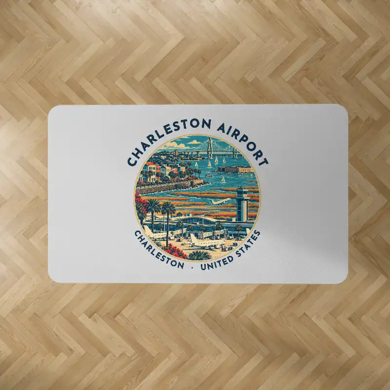 Charleston International Airport (CHS) Carpets - Carpet Rectangle - Badge - Light Gray V2