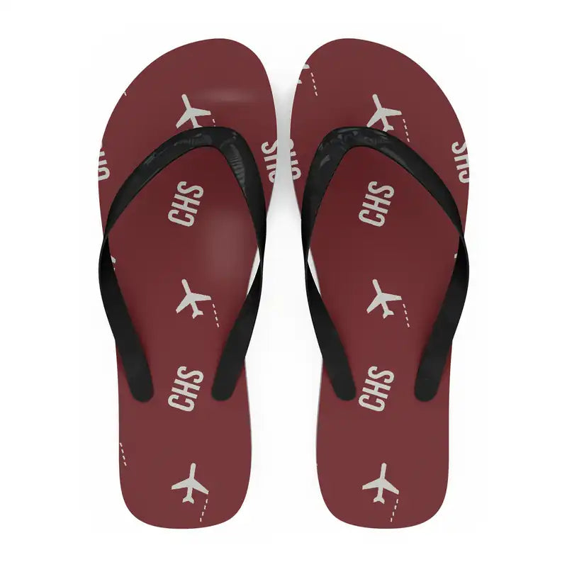 Charleston International Airport (CHS) Slippers & Flip Flops - Slippers - Flip Flops - Pattern - Dark Red