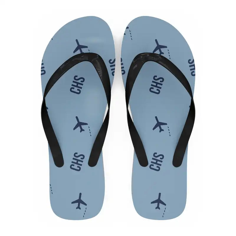 Charleston International Airport (CHS) Slippers & Flip Flops - Slippers - Flip Flops - Pattern - Light Blue