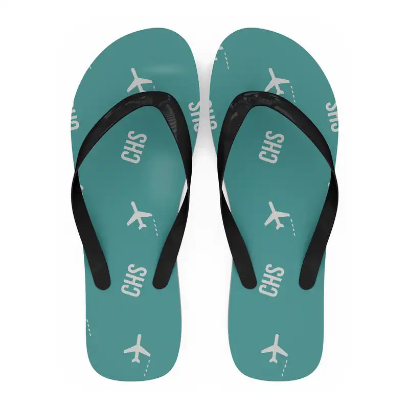 Charleston International Airport (CHS) Slippers & Flip Flops - Slippers - Flip Flops - Pattern - Turquoise