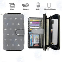 Thumbnail for Chico Regional Airport (CIC) Leather Wallets - Zip Long Wallet - Pattern - Gray