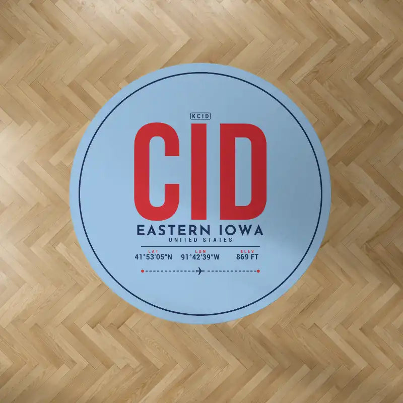 The Eastern Iowa Airport Cedar Rapids (CID) Carpets - Carpet Round - ID Tag - Light Blue V2