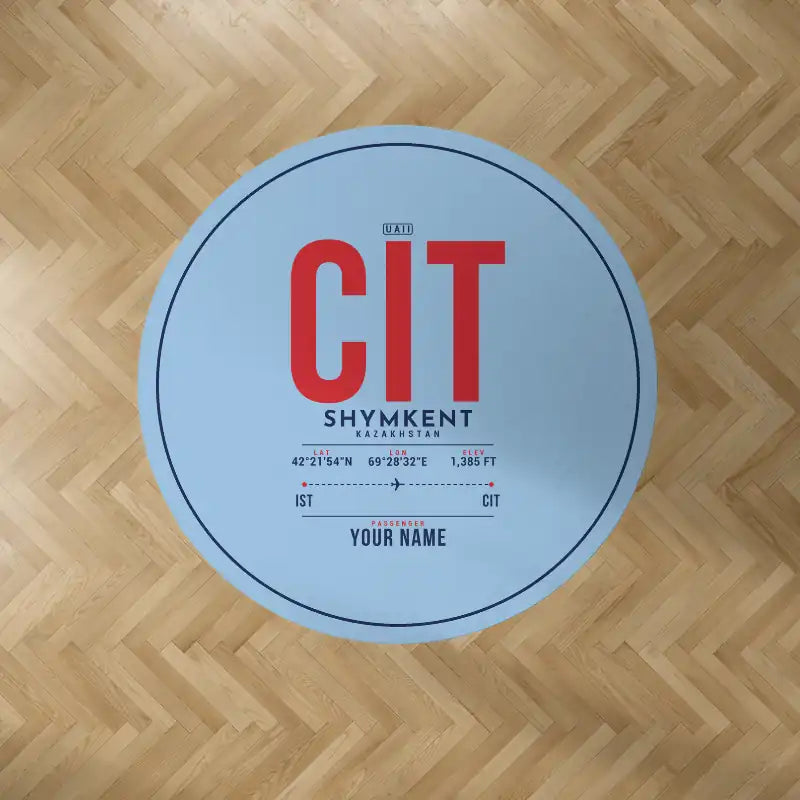 Shymkent International Airport (CIT) Carpets - Carpet Round - ID Tag + Name - Light Blue V2