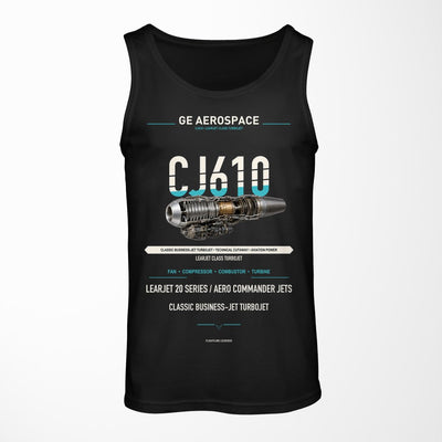 CJ610 design on black tank top