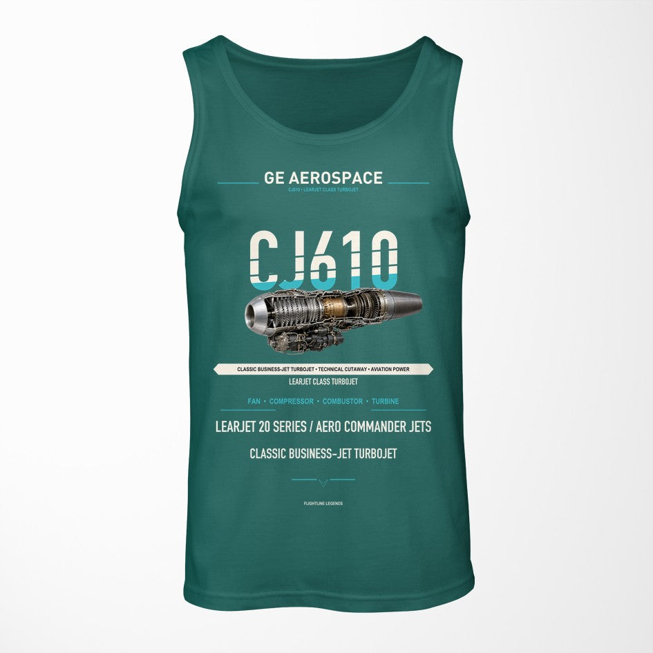 CJ610 design on green tank top