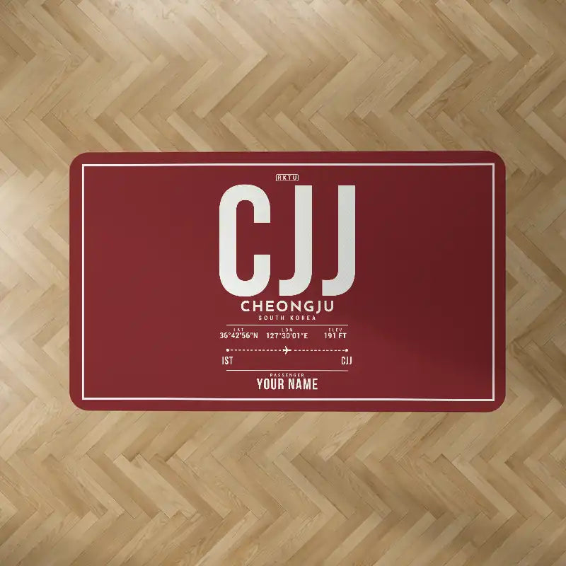 Cheongju International Airport (CJJ) Carpets - Carpet Rectangle - ID Tag + Name - Dark Red V2