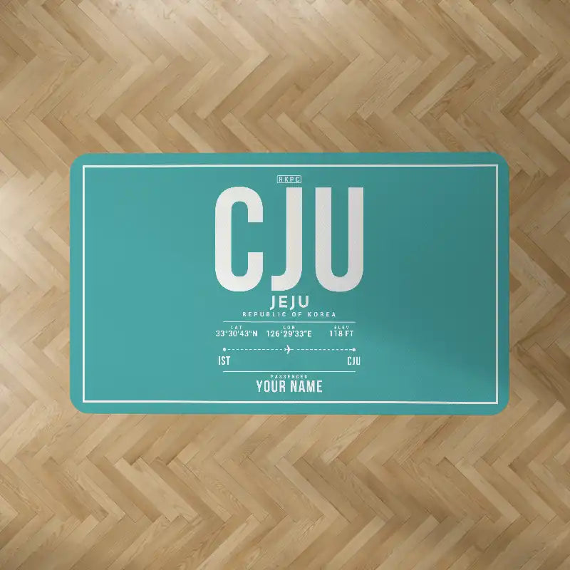Jeju International Airport (CJU) Carpets - Carpet Rectangle - ID Tag + Name - Turquoise V2